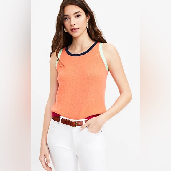 LOFT Women's Colorblocked Sweater Tank  100% Cotton - Picture 9 of 11